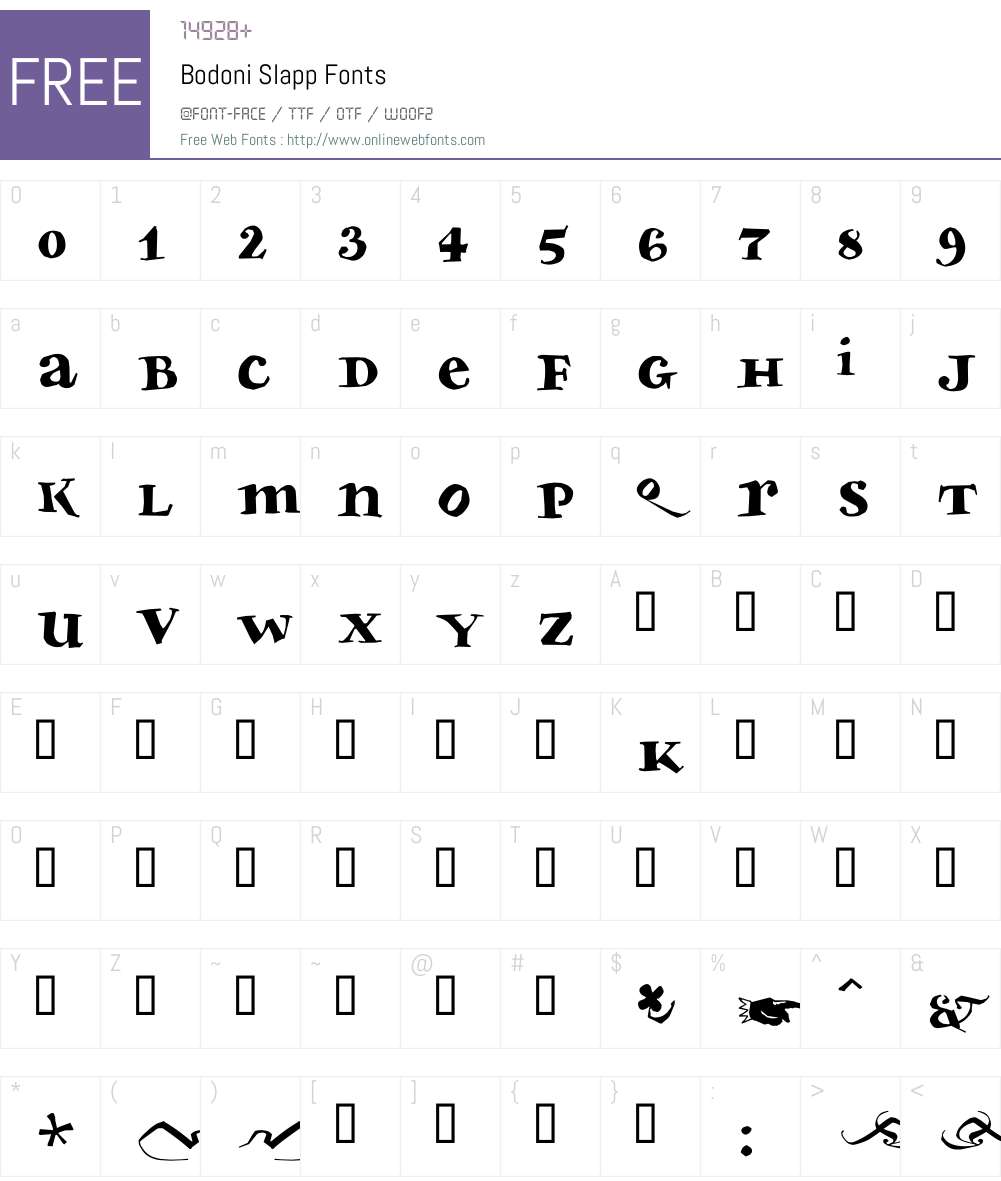 Bodoni Slapp Font Screenshots