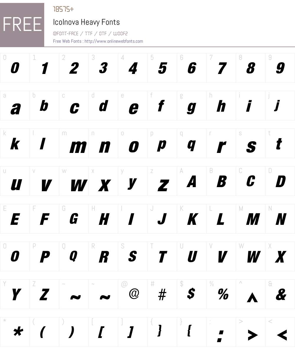 Icolnova Font Screenshots