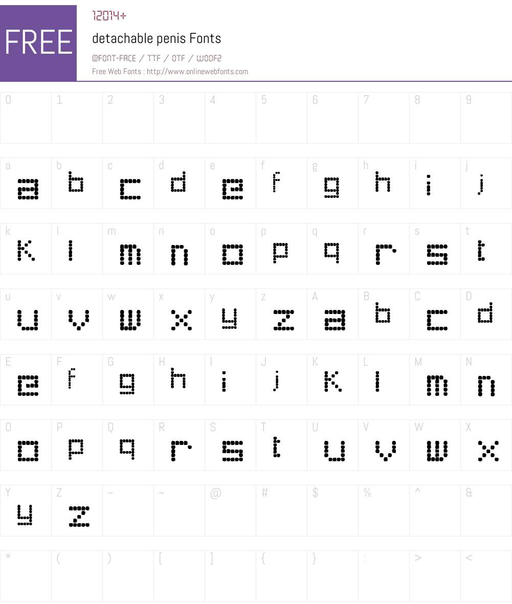 detachable penis Font Screenshots