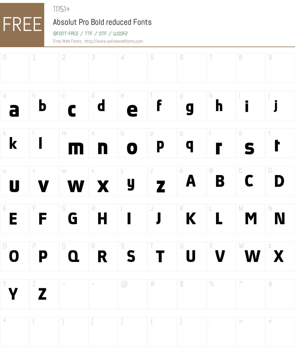 Absolut Pro reduced Font Screenshots
