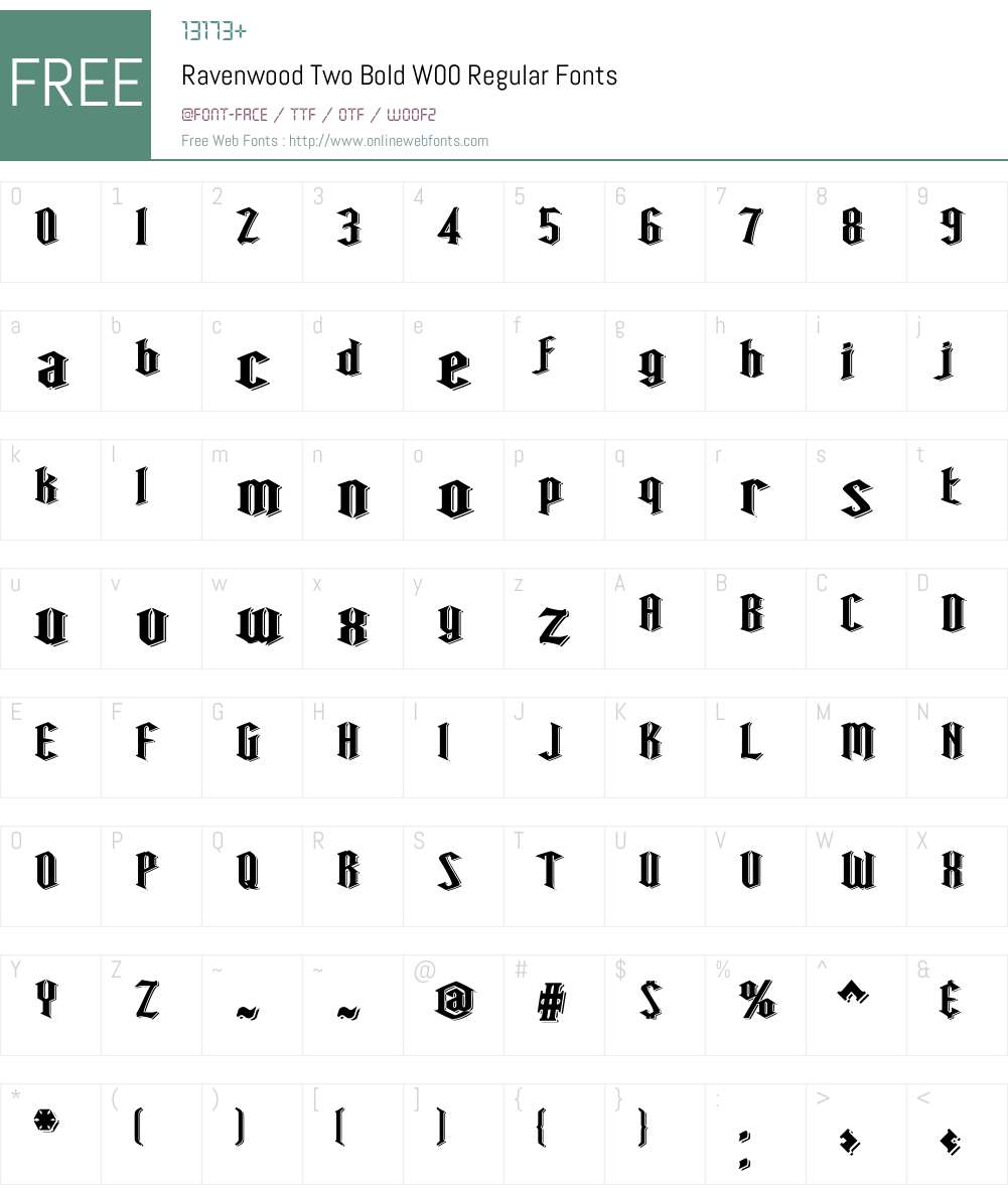 RavenwoodTwoBoldW00-Rg Font Screenshots