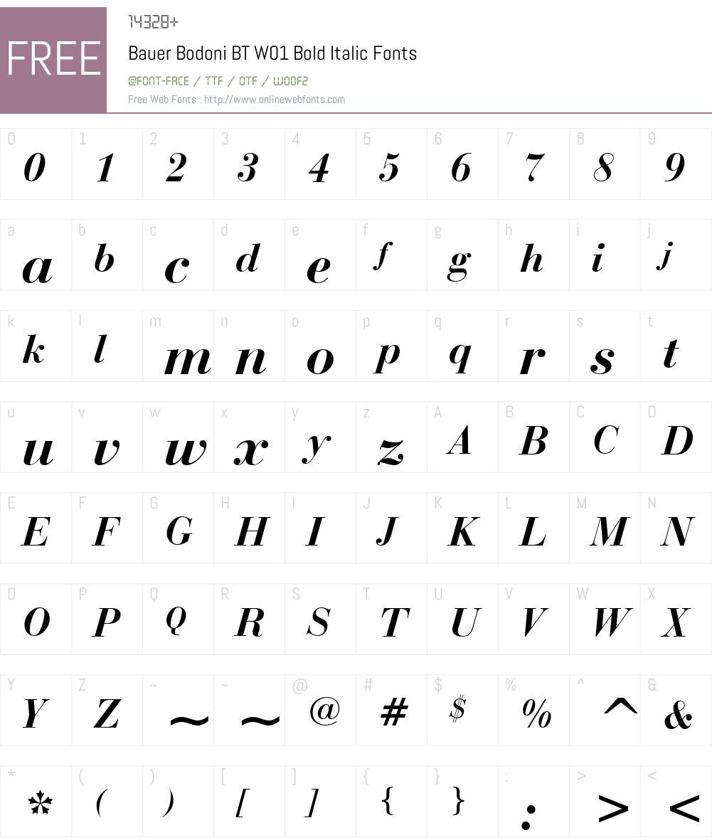 BauerBodoniBTW01-BoldItalic Font Screenshots