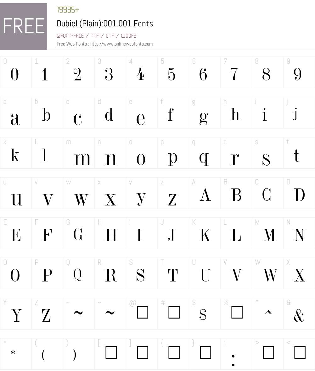 Dubiel (Plain):001.001 Font Screenshots