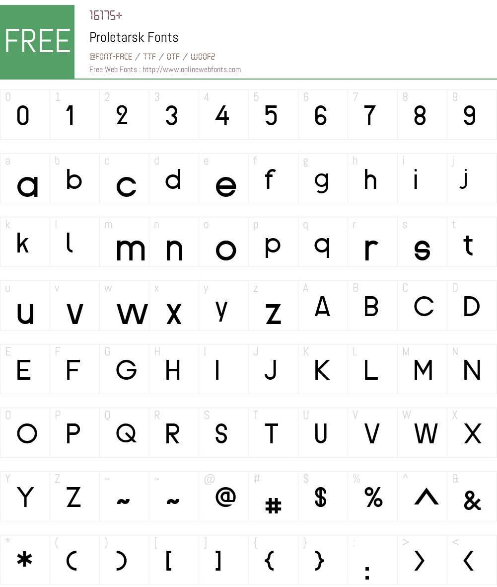 Proletarsk Font Screenshots