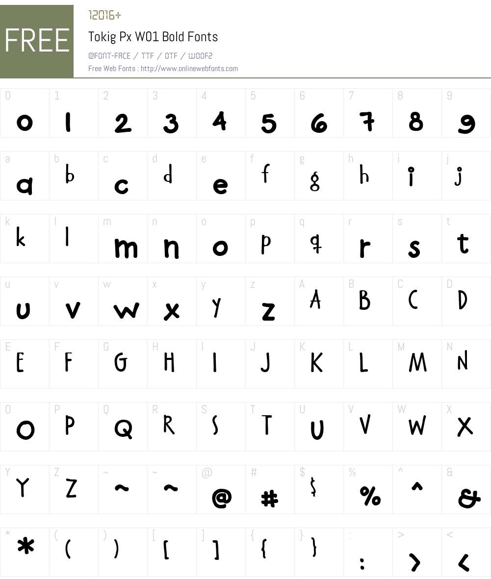 TokigPxW01-Bold Font Screenshots