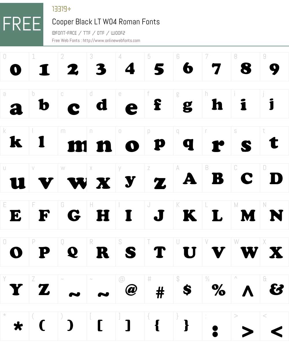 Cooper Black Font Screenshots
