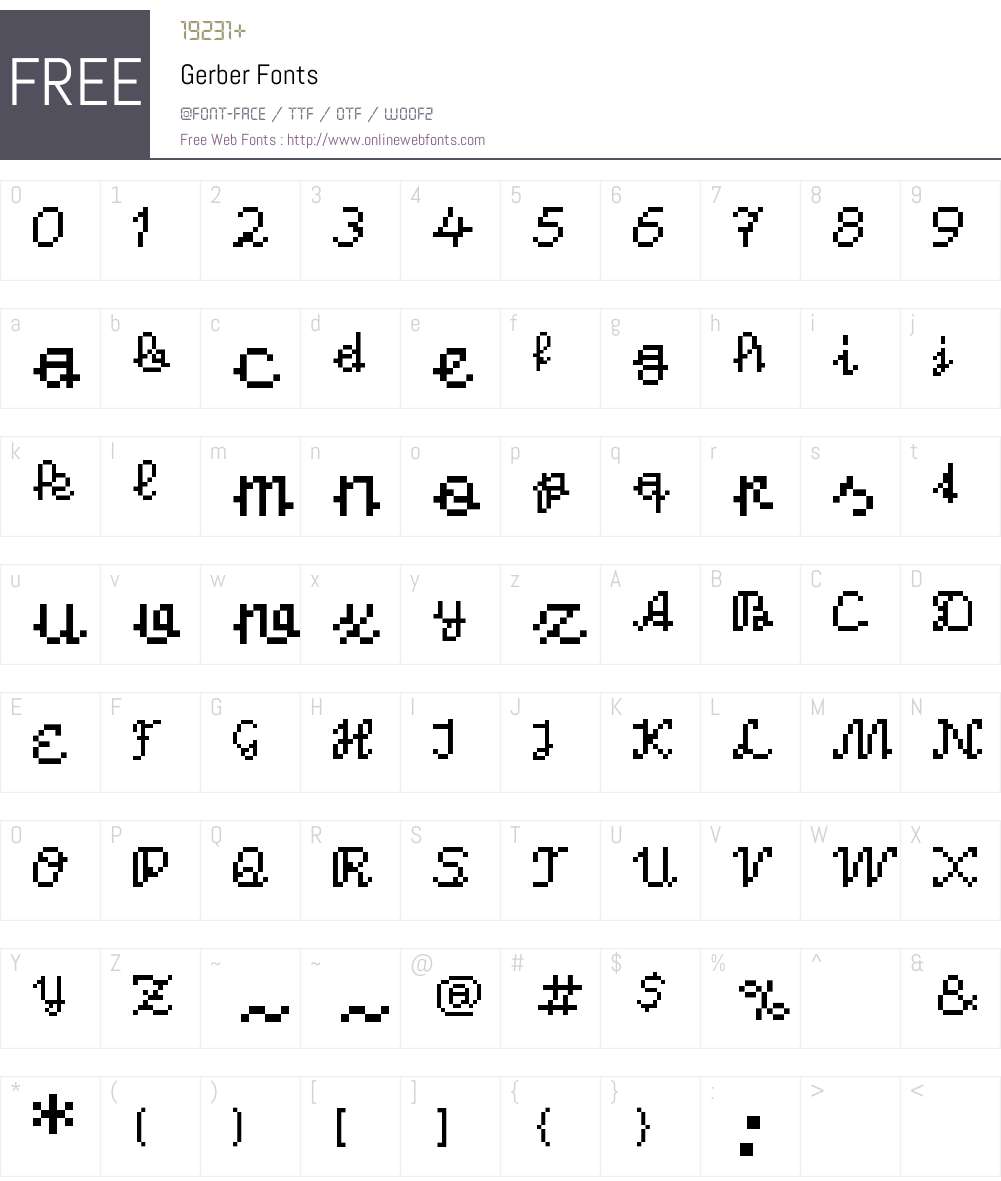 Gerber Font Screenshots