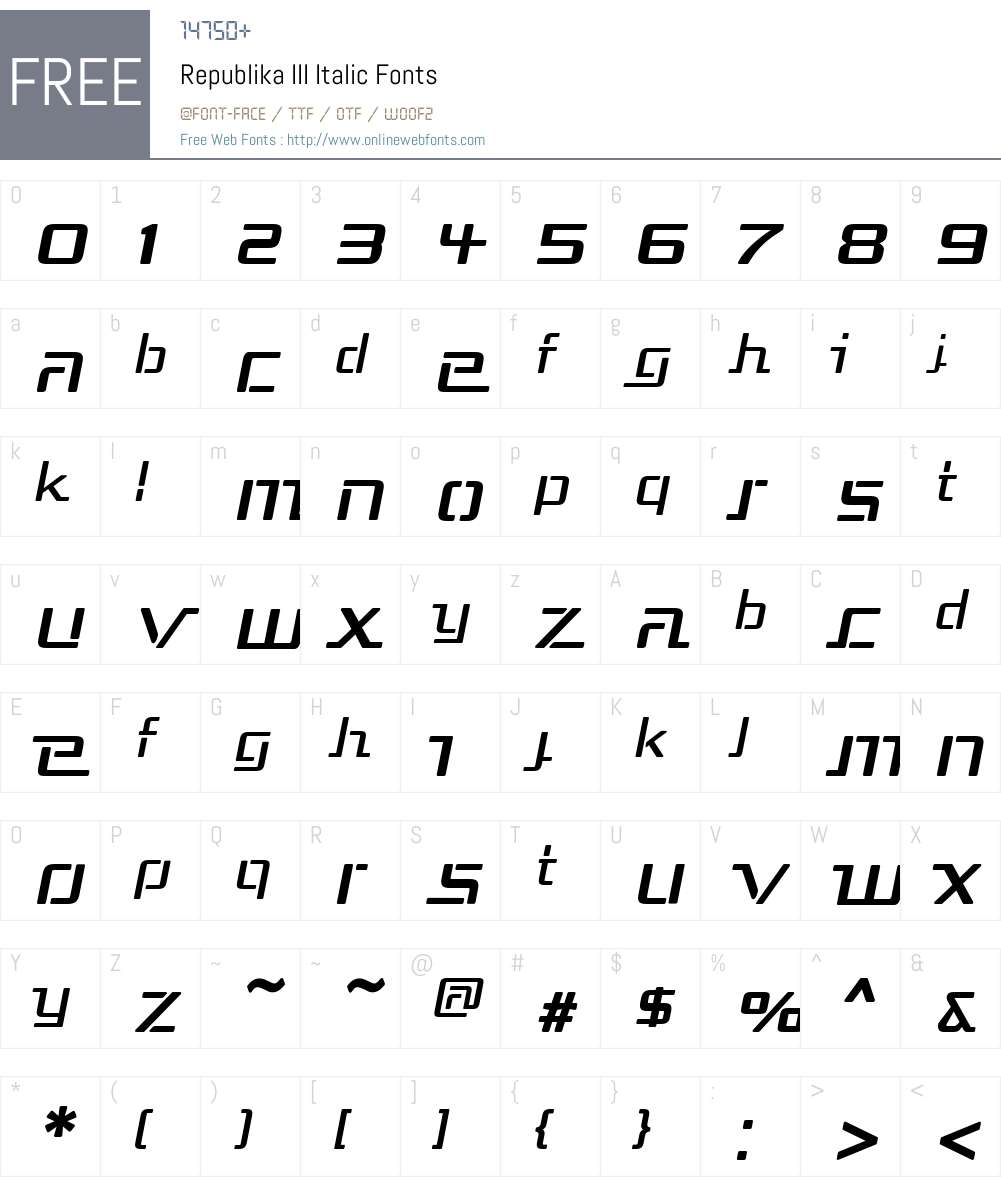 Republika III Font Screenshots