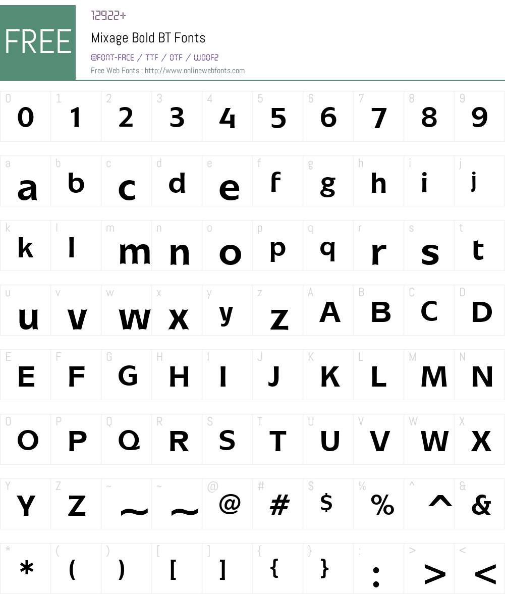 Mixage Bk BT Font Screenshots
