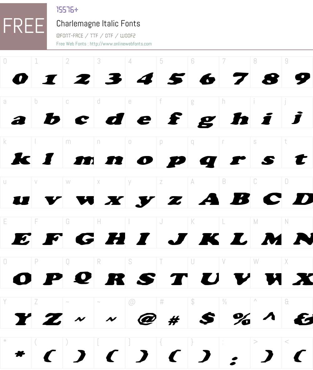 Charlemagne Italic Font Screenshots