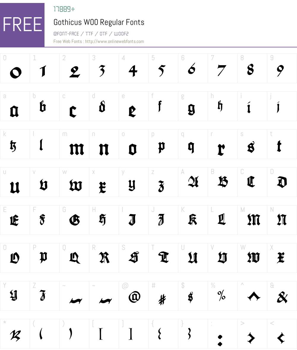 GothicusW00-Regular Font Screenshots