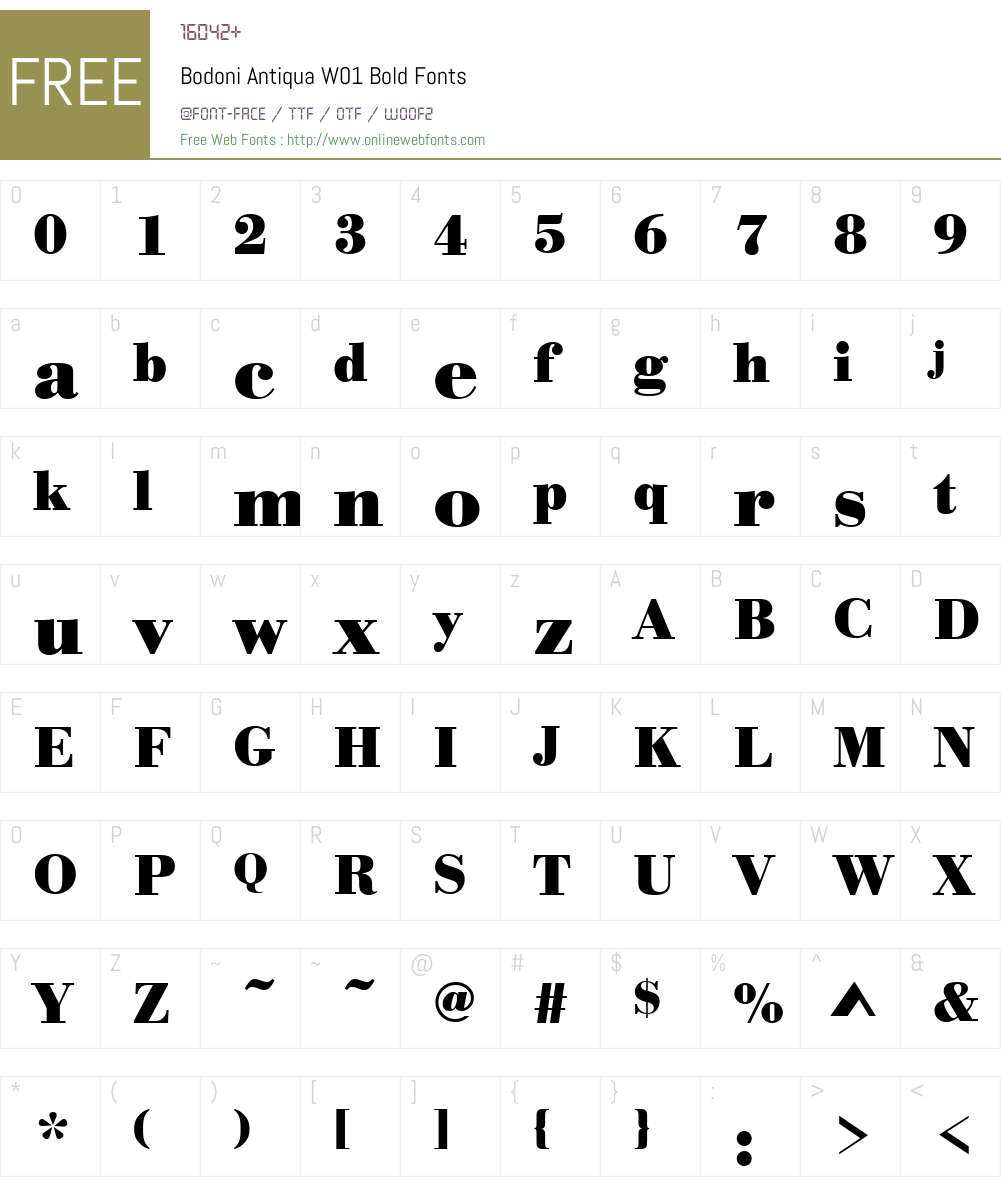 BodoniAntiquaW01-Bold Font Screenshots