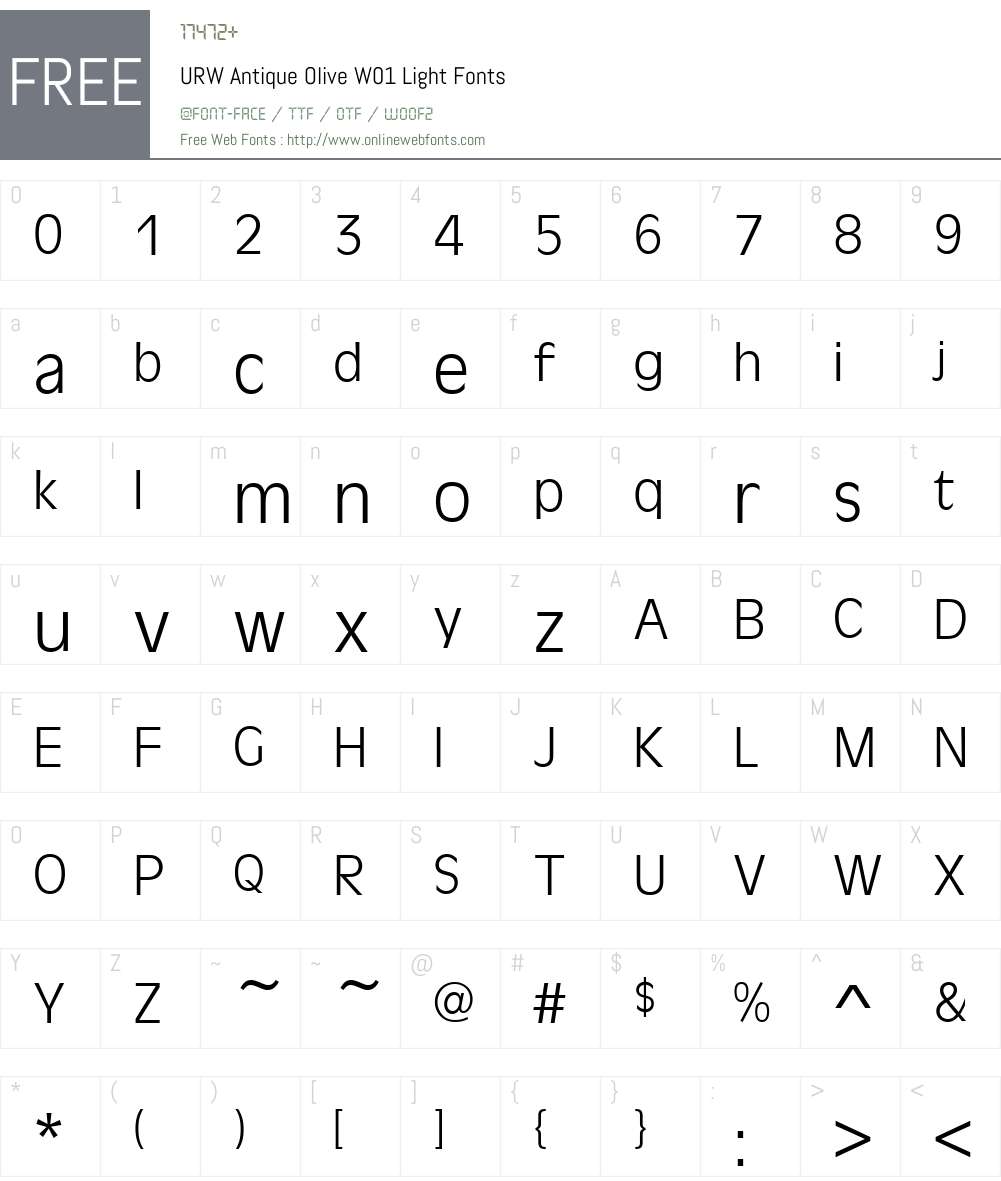 URWAntiqueOliveW01-Light Font Screenshots