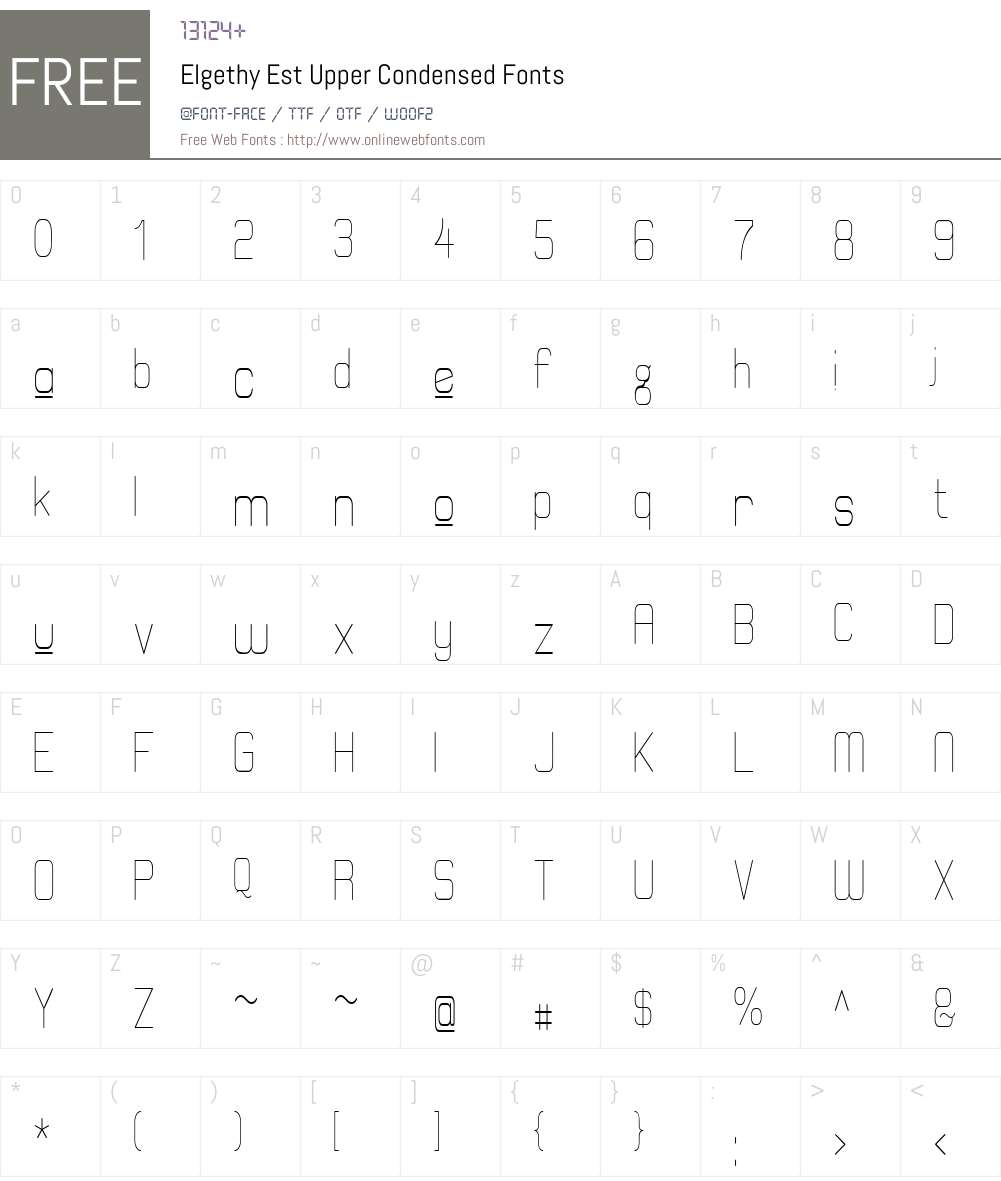 Elgethy Est Upper Condensed Font Screenshots