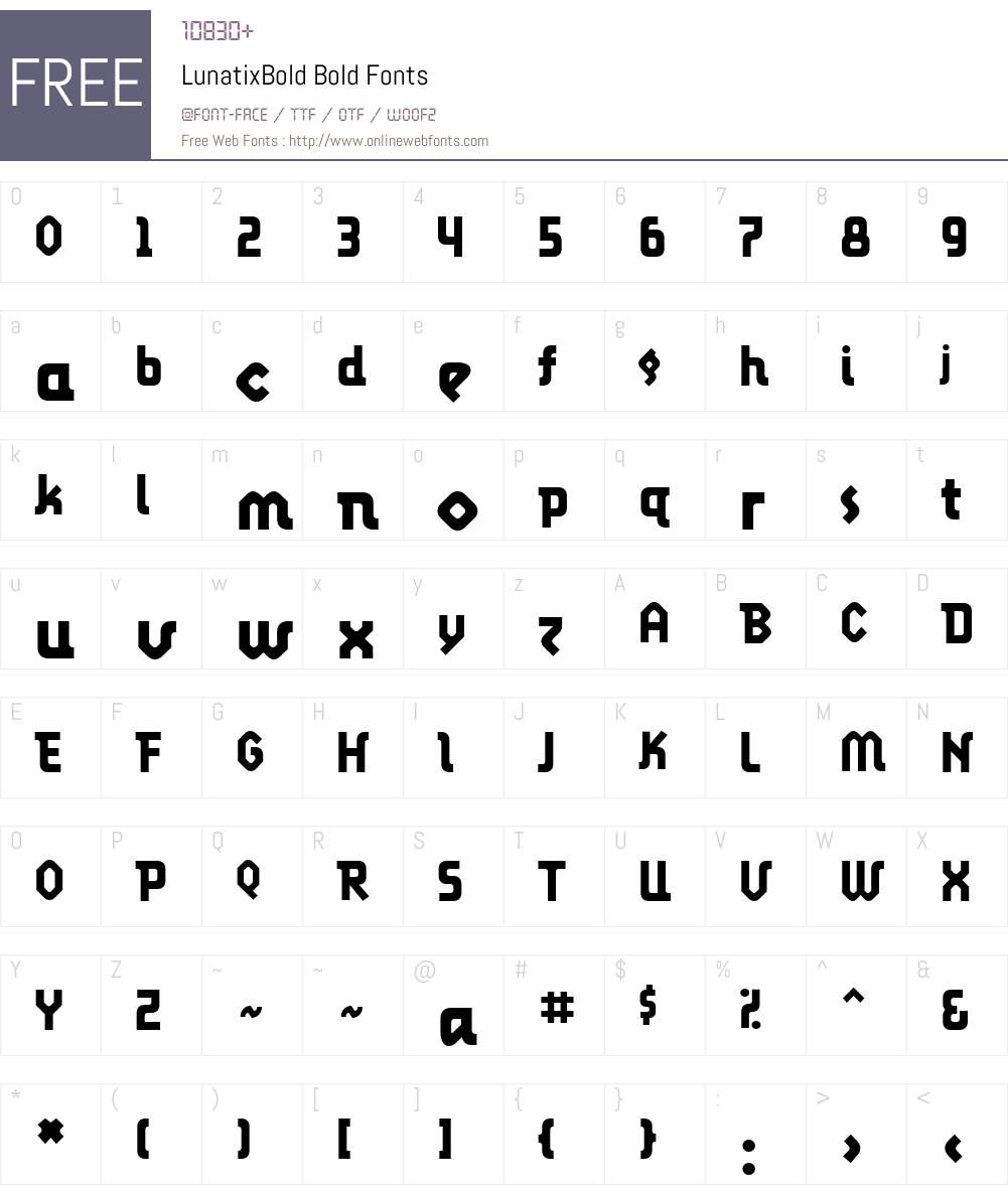 LunatixBold Font Screenshots