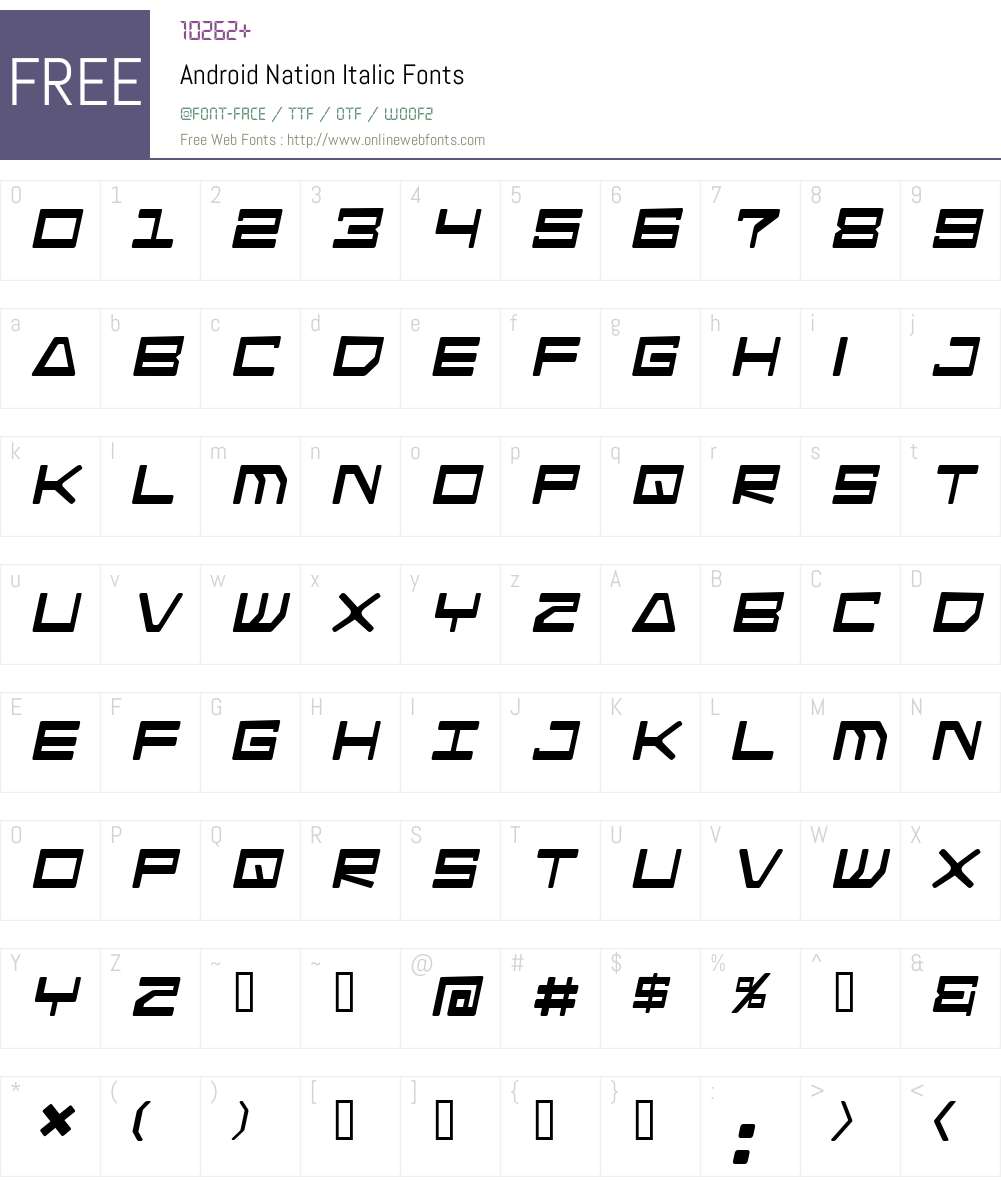 Android Nation Font Screenshots