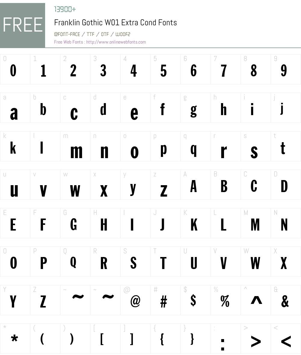 FranklinGothicW01-ExtraCond Font Screenshots