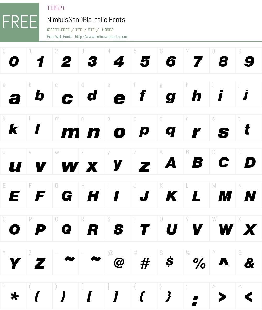 NimbusSanDBla Font Screenshots