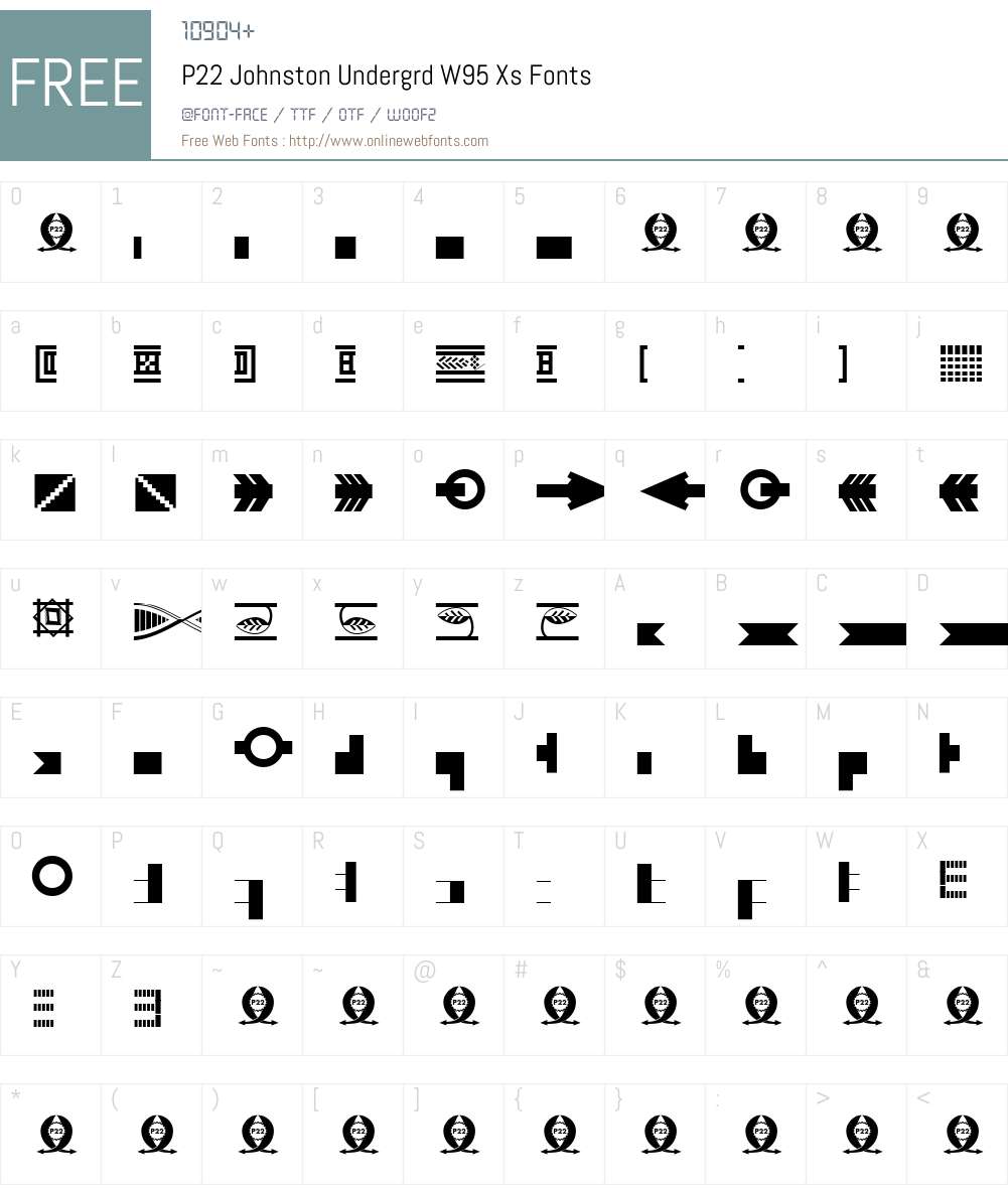 P22JohnstonUndergrdW95-Xs Font Screenshots