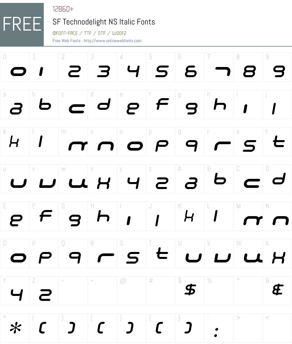SF Technodelight NS Font Screenshots