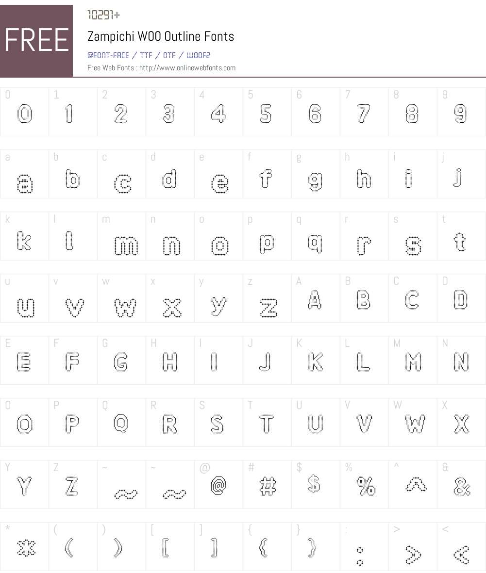 ZampichiW00-Outline Font Screenshots