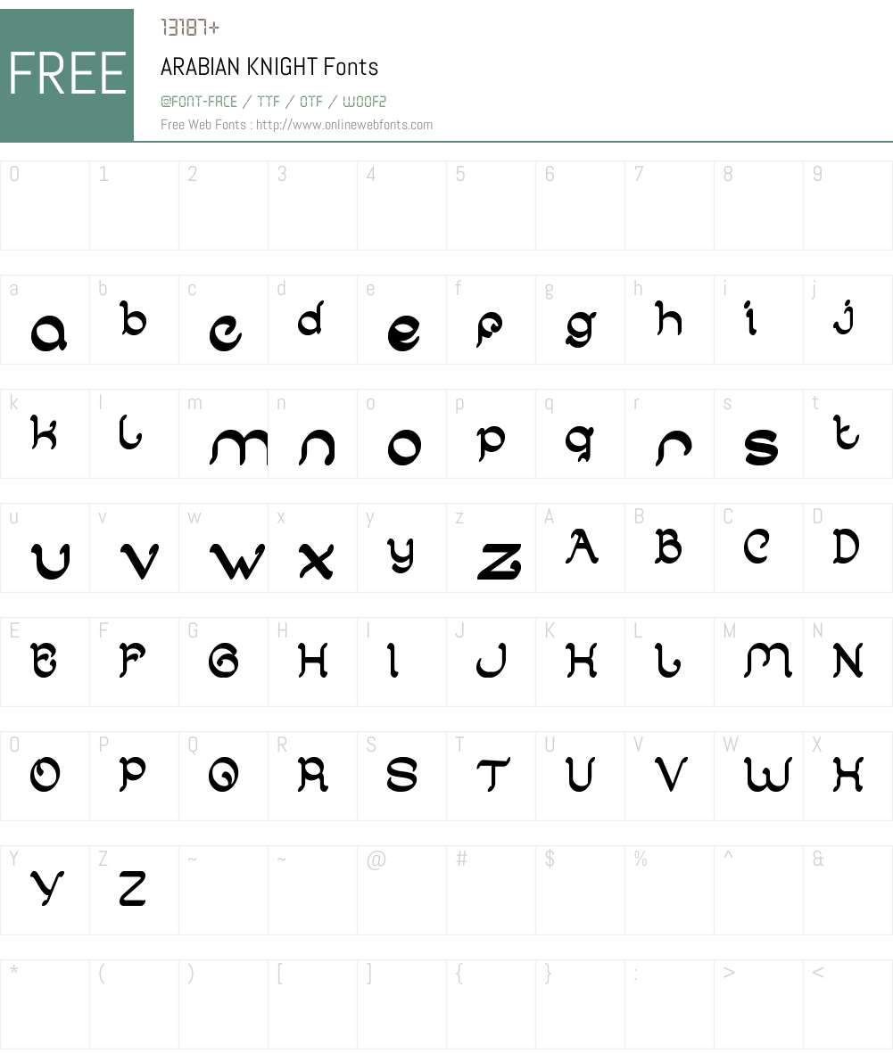 ARABIAN KNIGHT Font Screenshots