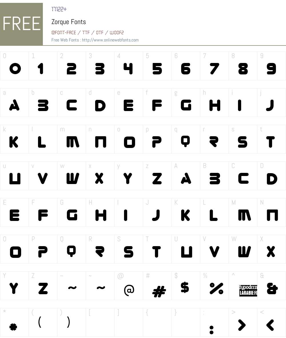 Zorque Font Screenshots