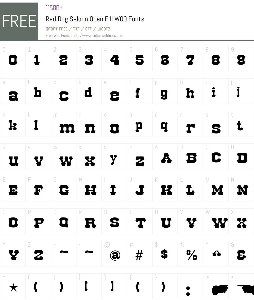 RedDogSaloonOpenFillW00-Rg Font Screenshots