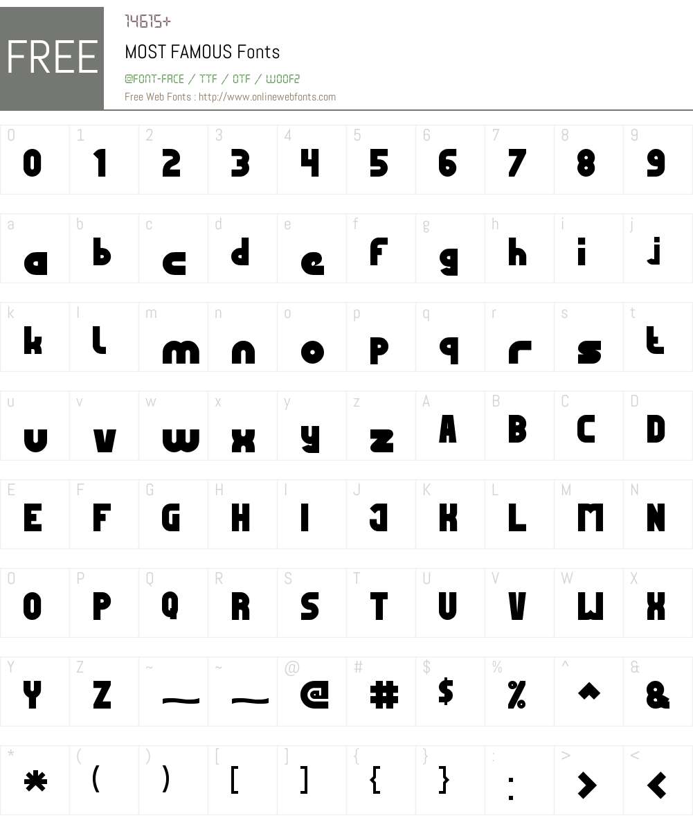 MOST FAMOUS Font Screenshots