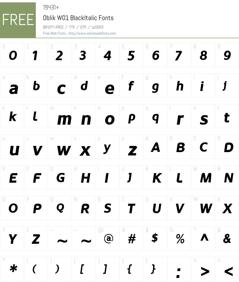OblikW01-BlackItalic Font Screenshots