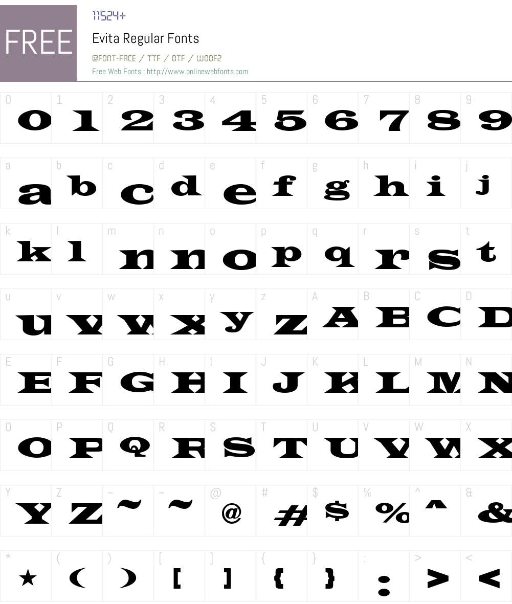 Evita Font Screenshots
