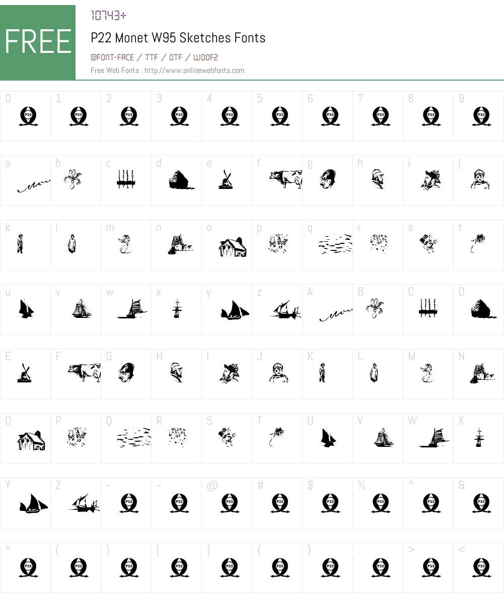 P22MonetW95-Sketches Font Screenshots