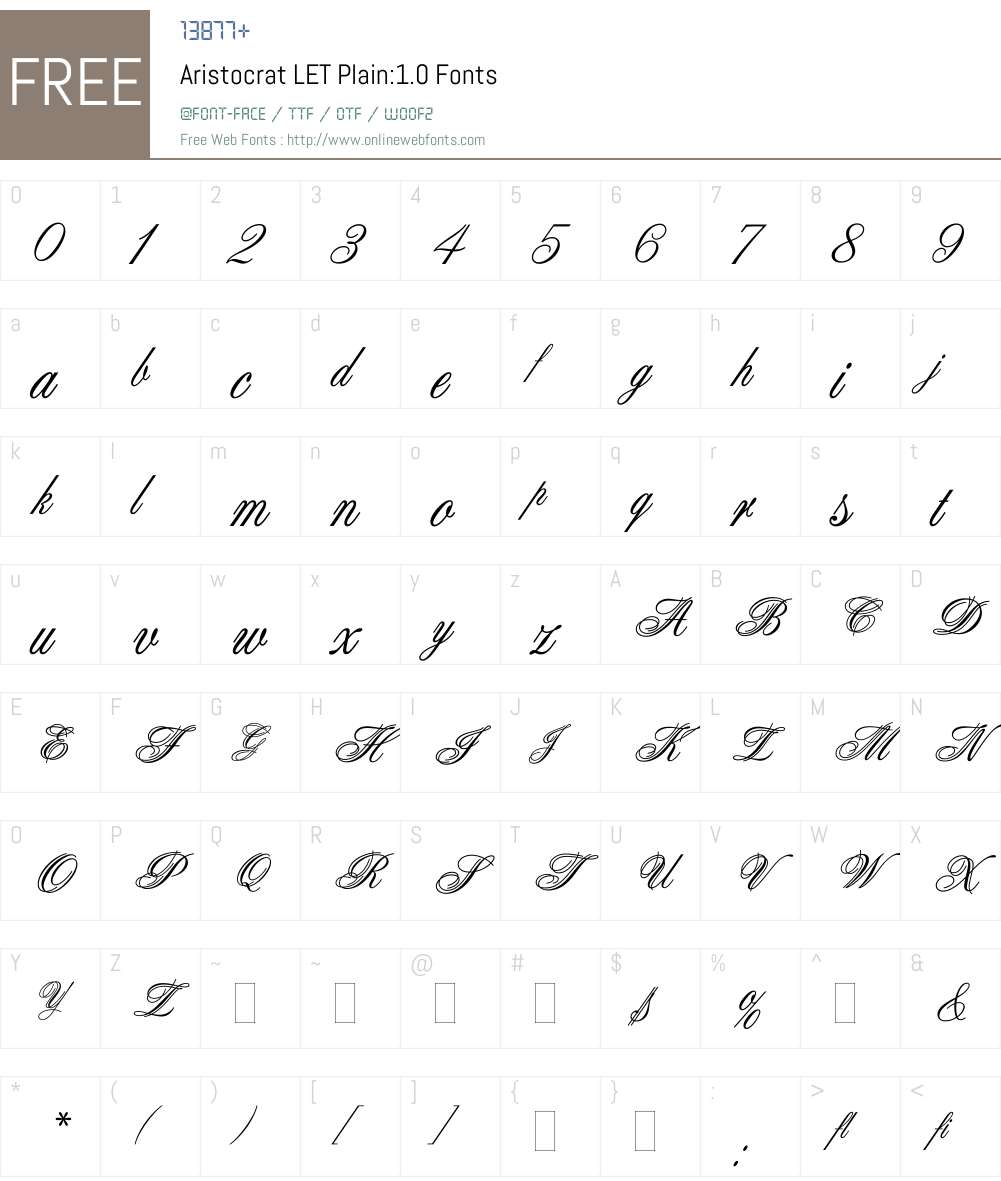 Aristocrat LET Font Screenshots
