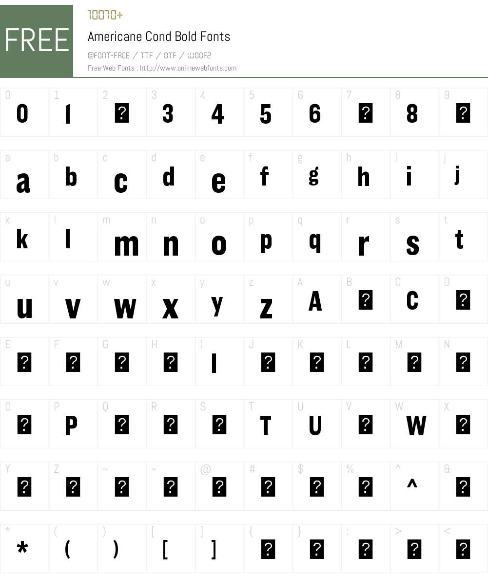 AmericaneCond-Bold Font Screenshots