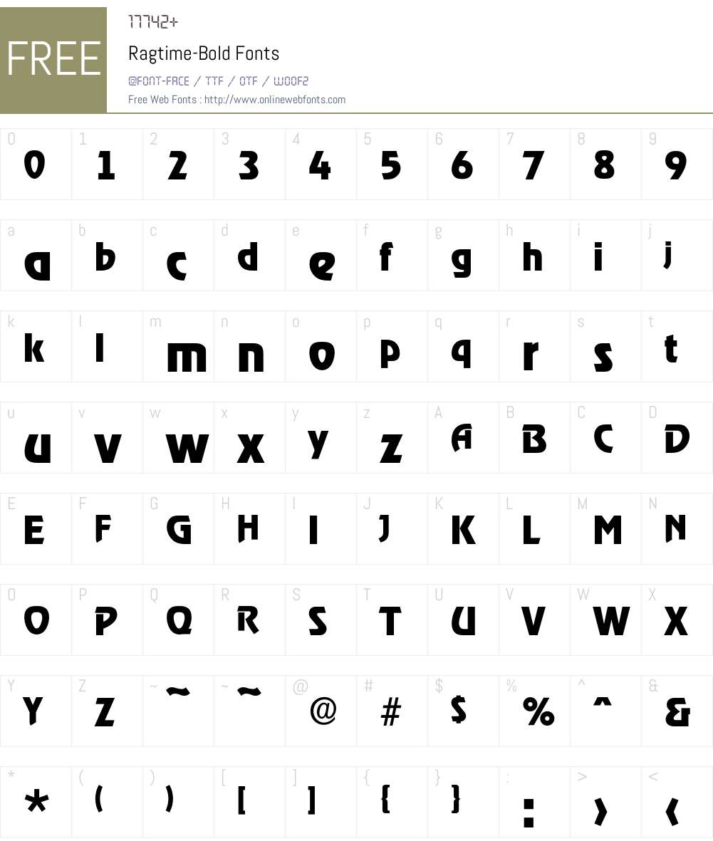 Ragtime-Bold Font Screenshots