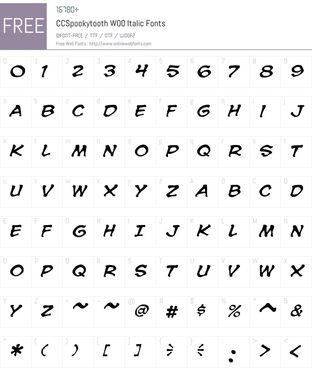 CCSpookytoothW00-Italic Font Screenshots