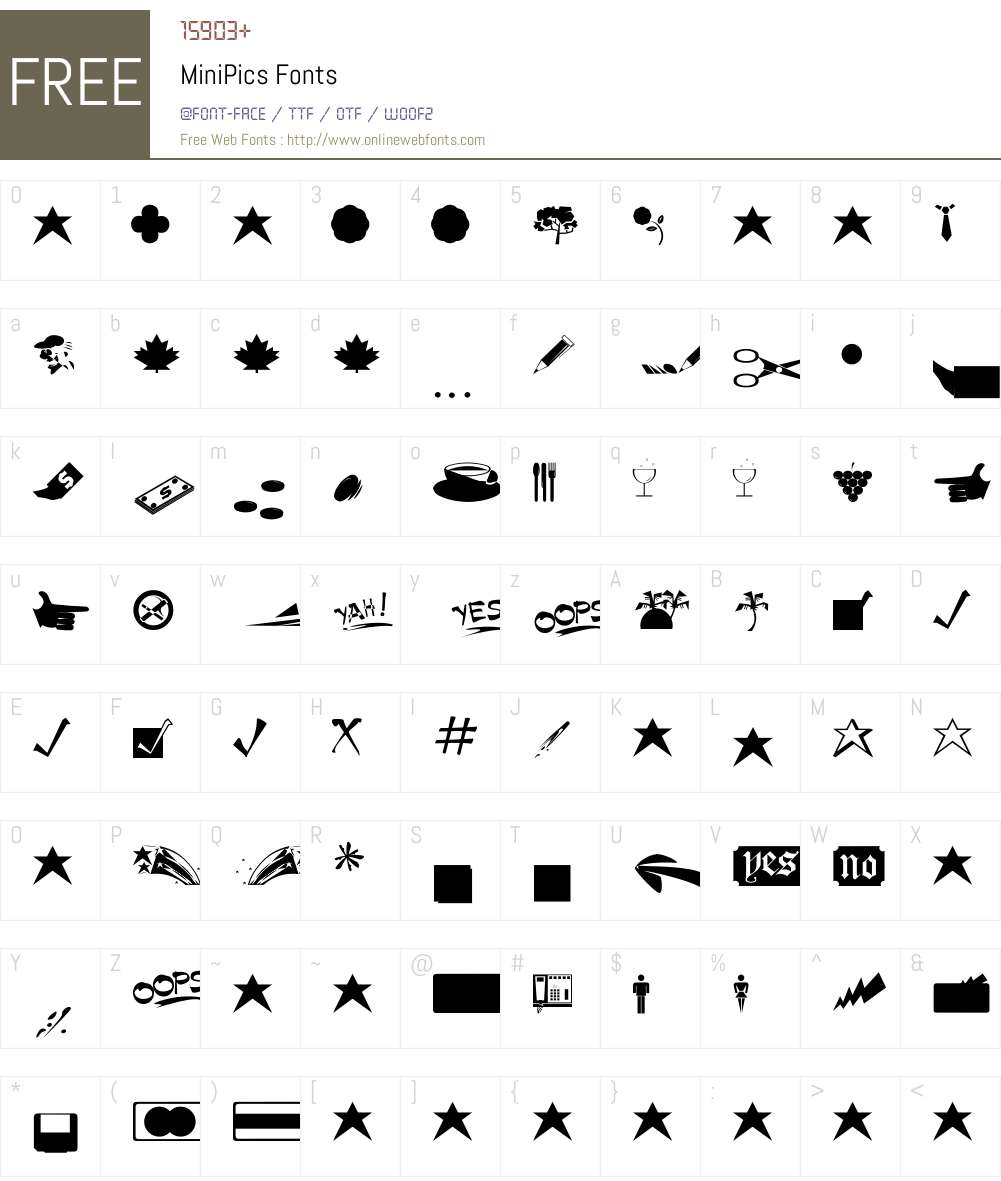 MiniPics Font Screenshots