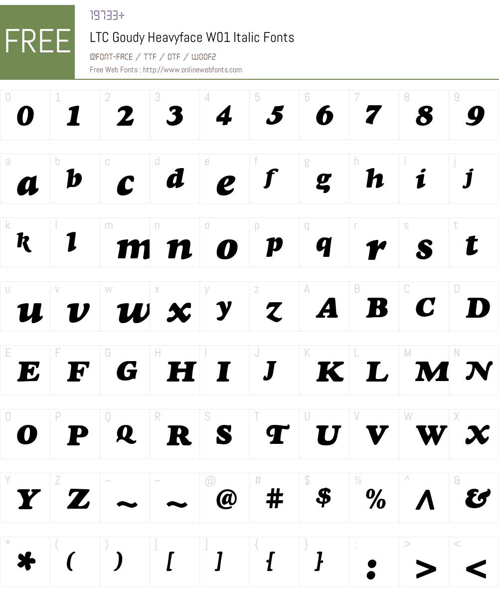 LTCGoudyHeavyfaceW01-Italic Font Screenshots