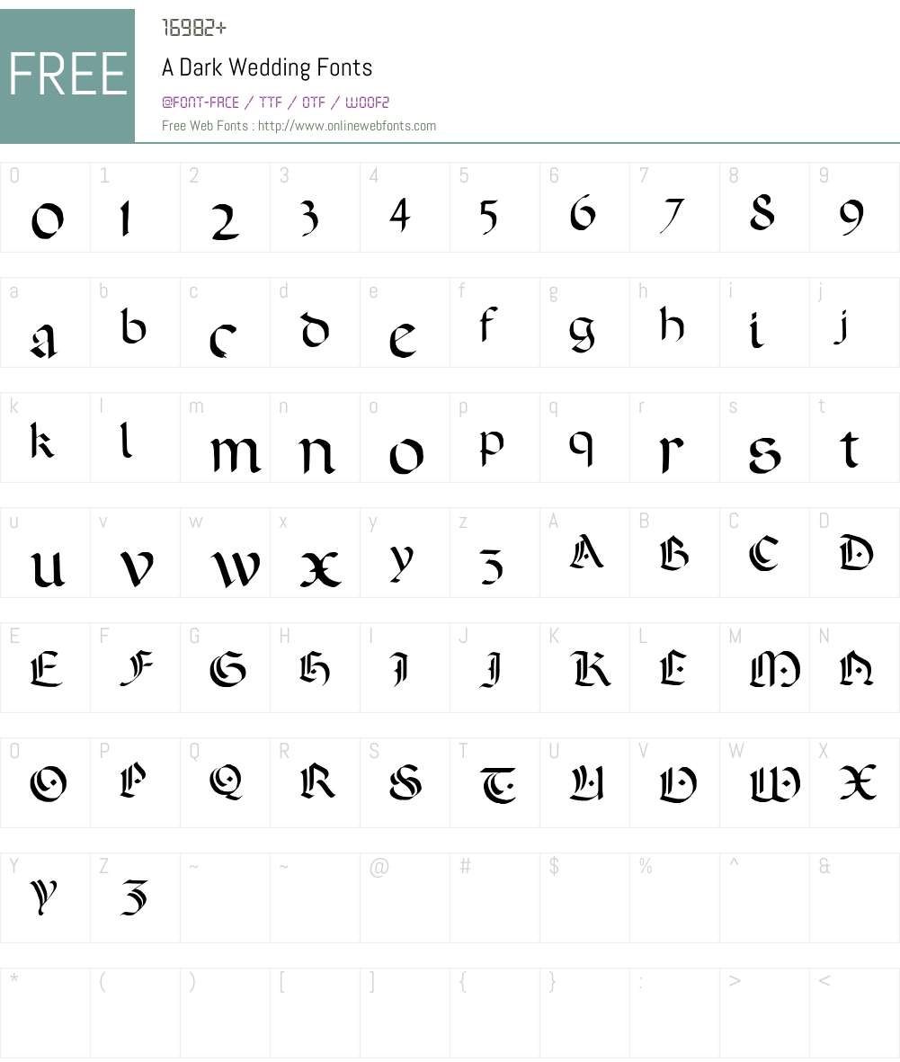 A Dark Wedding Font Screenshots