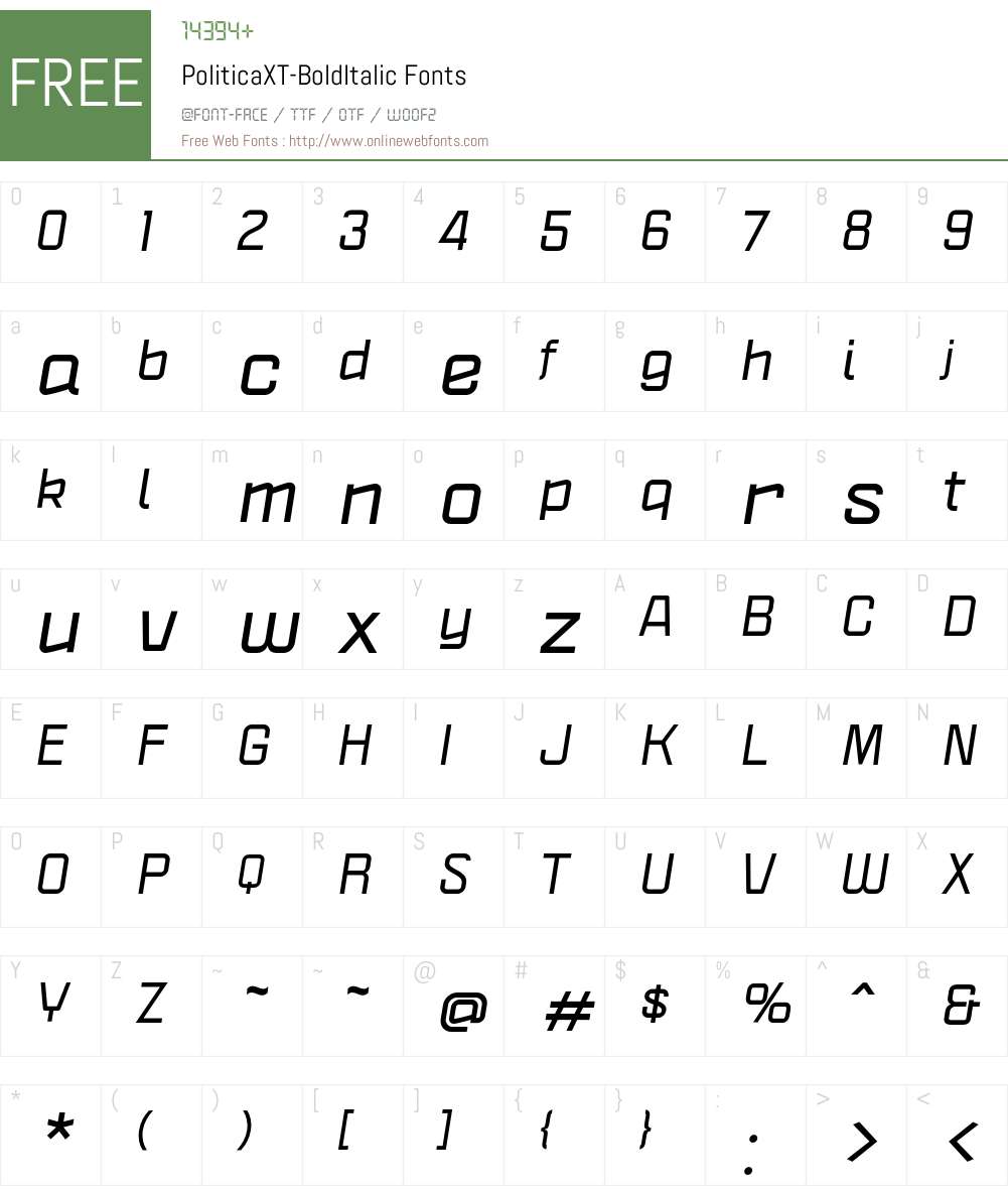 PoliticaXT Font Screenshots