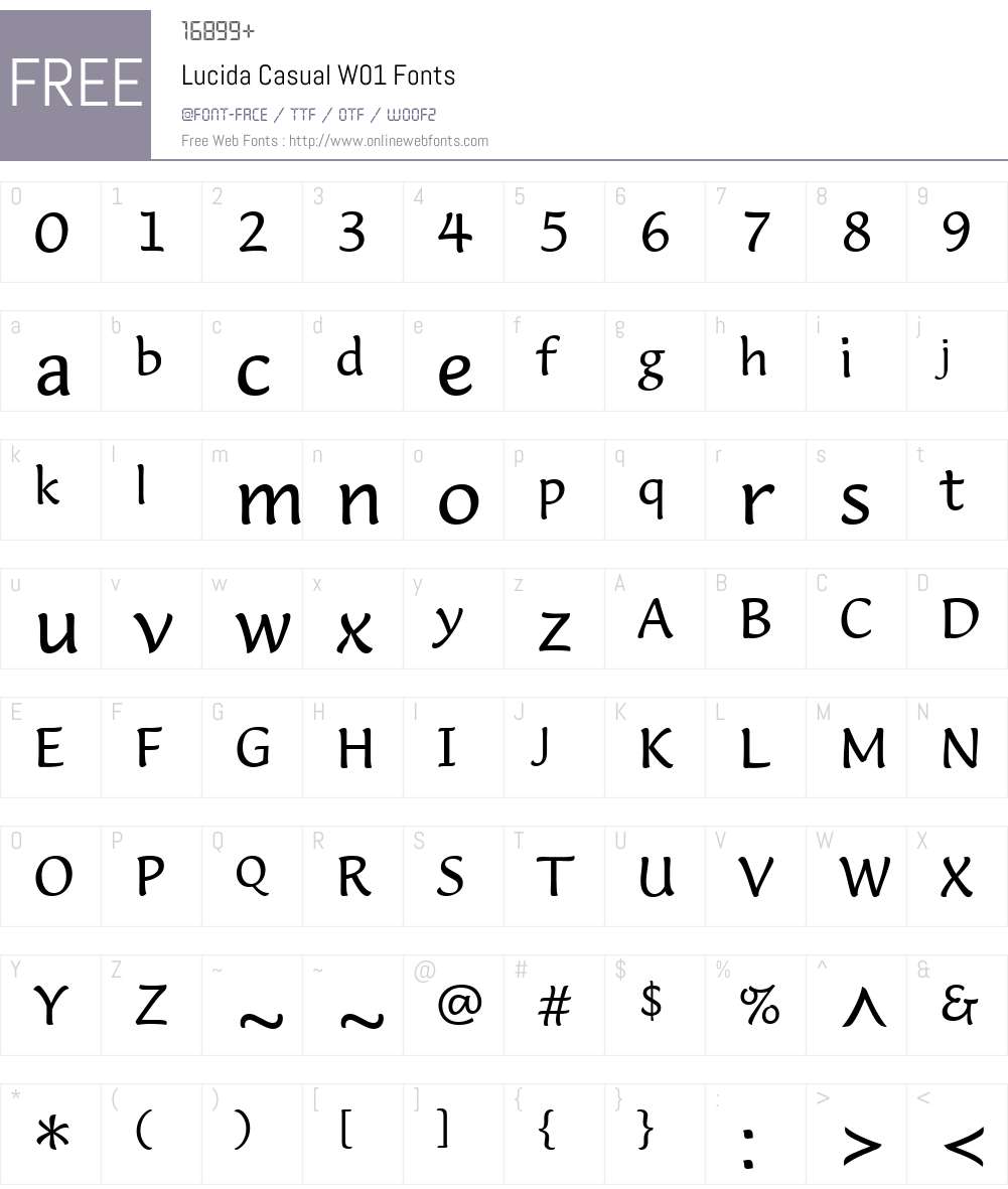 LucidaCasualW01 Font Screenshots