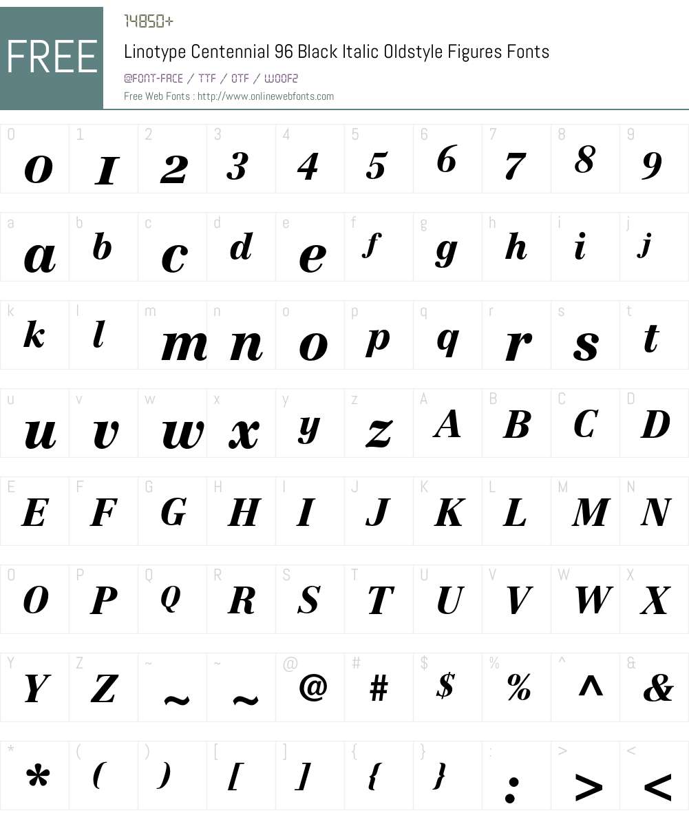 Centennial Font Screenshots
