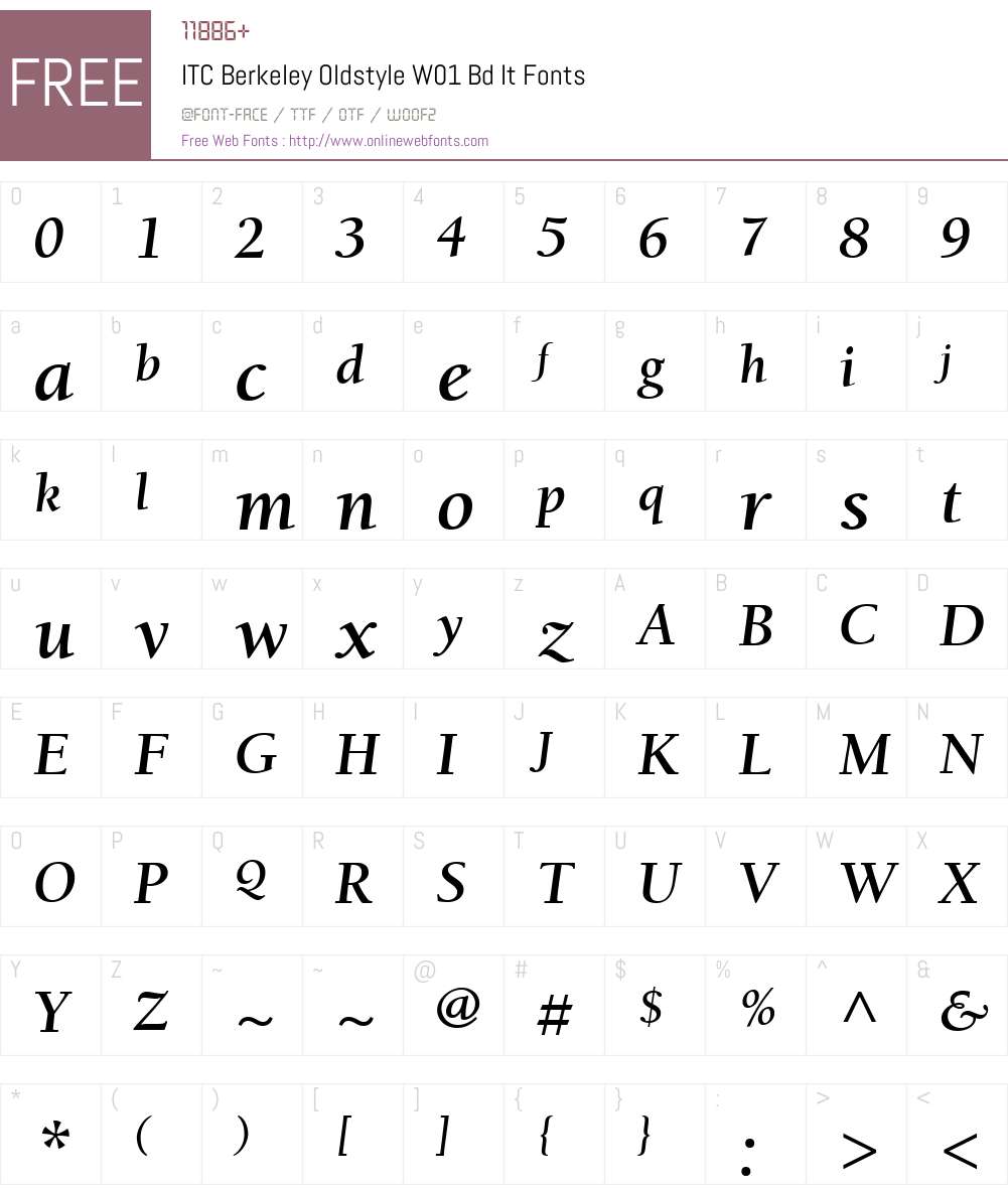 ITCBerkeleyOldstyleW01-BdIt Font Screenshots