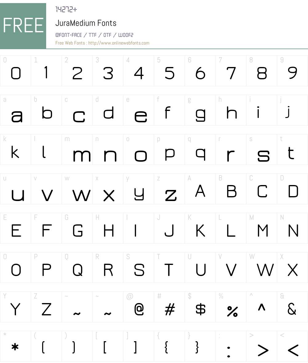 Jura Font Screenshots
