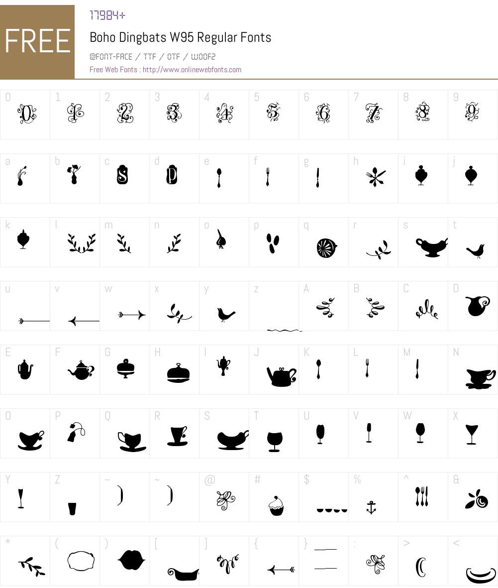 BohoDingbatsW95-Regular Font Screenshots