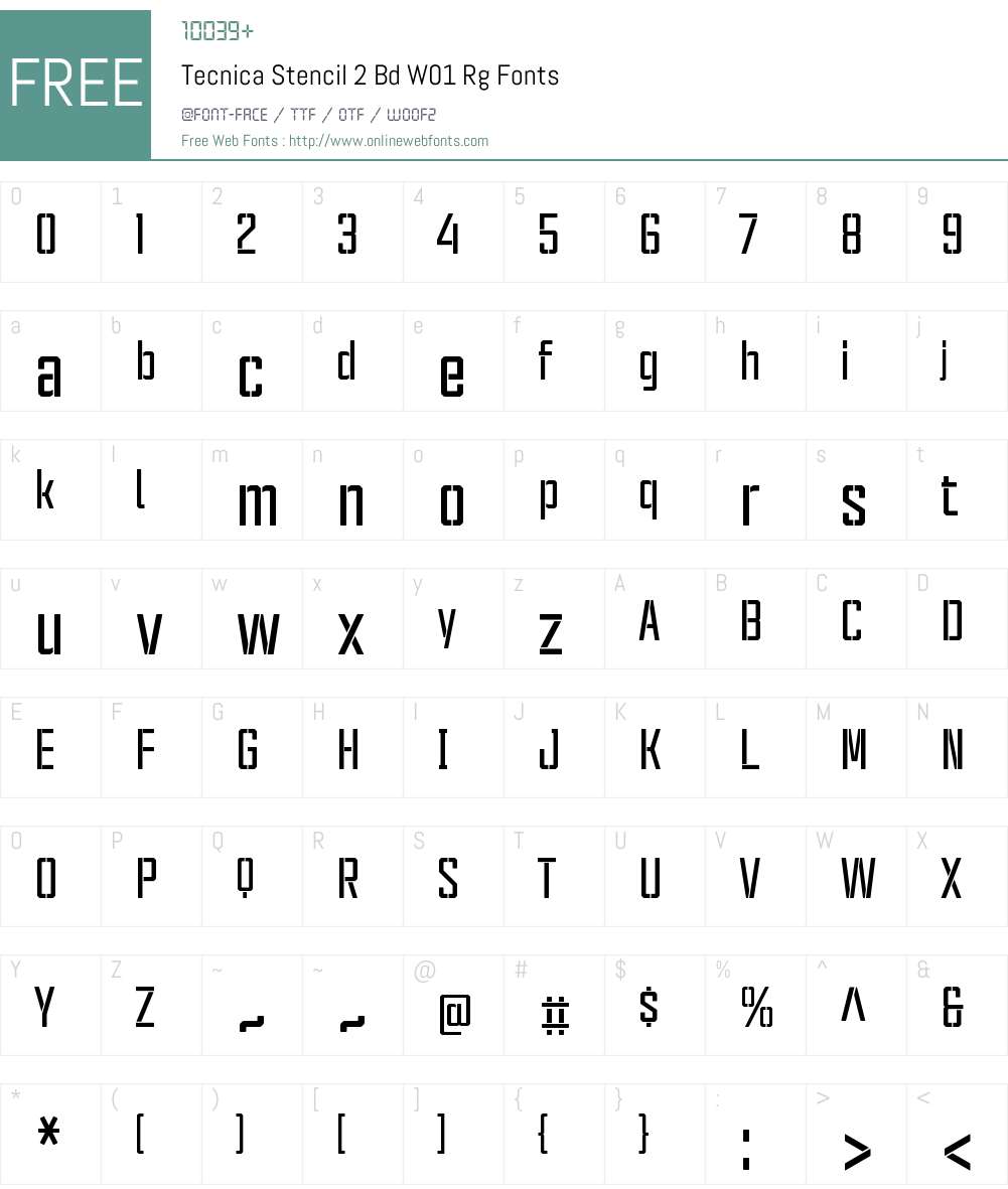 TecnicaStencil2BdW01-Rg Font Screenshots