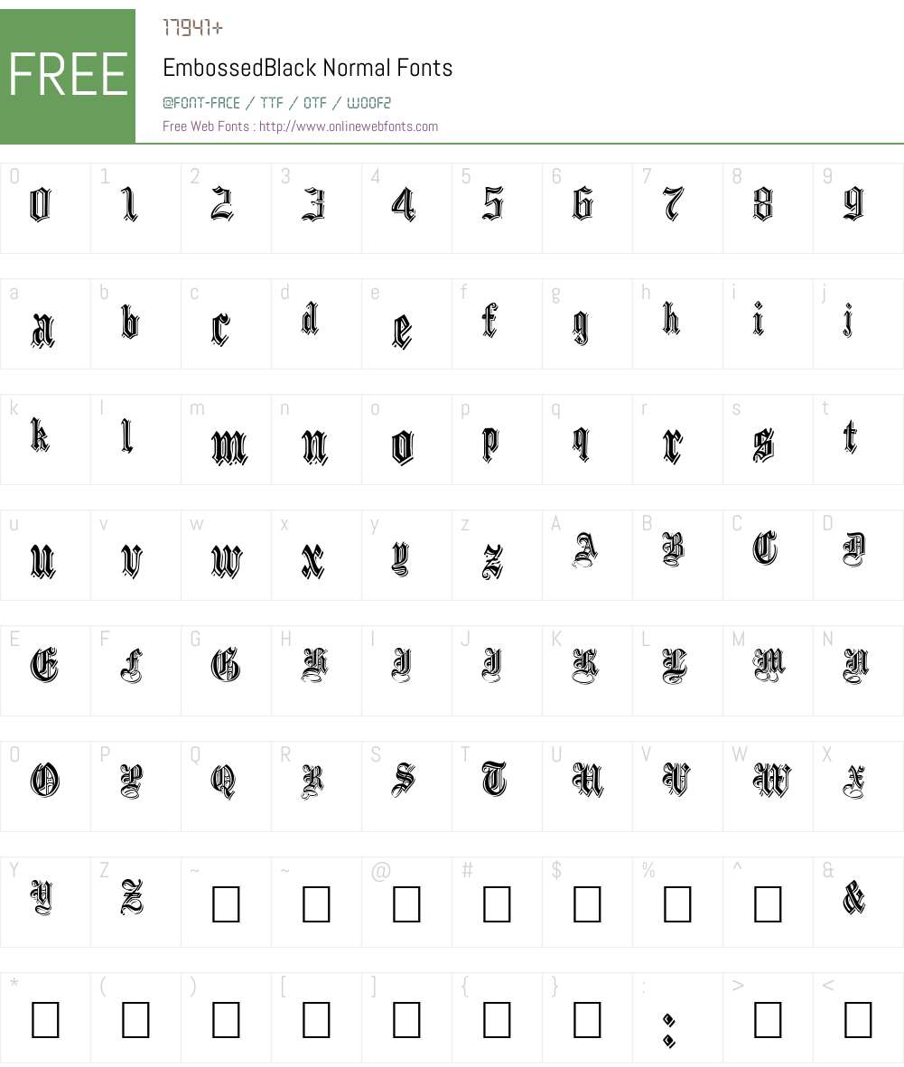 EmbossedBlack Font Screenshots