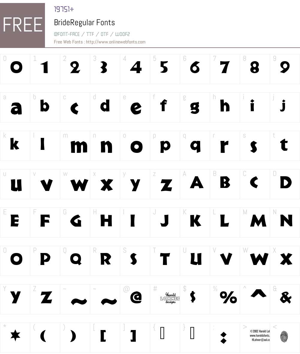 BrideRegular Font Screenshots