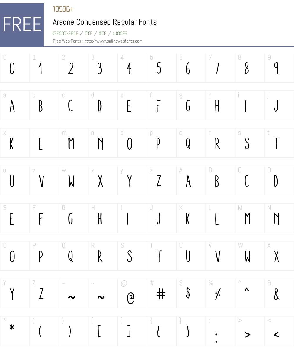 Aracne Condensed Regular Font Screenshots