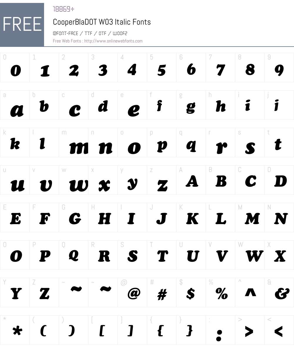 Cooper Black Font Screenshots